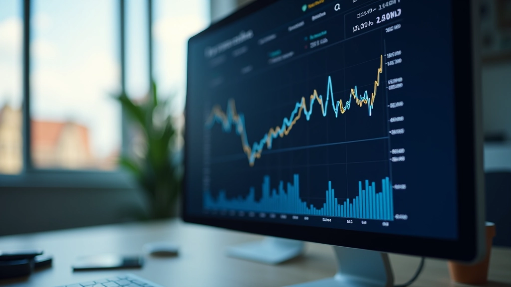 Graf ekonomických trendů a indexu cen na počítačovém monitoru