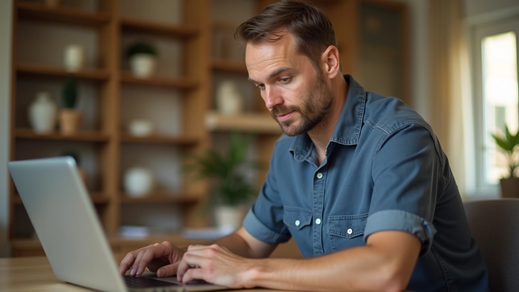 Osoba používá tablet a laptop k online nákupu, rozmanitá produkty v pozadí, domácí pracovna